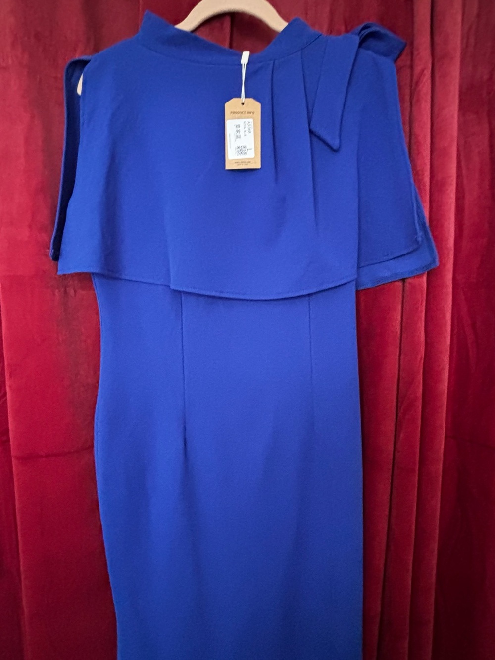 Elegant Royal Blue Women's Cape-Shoulder Dress
